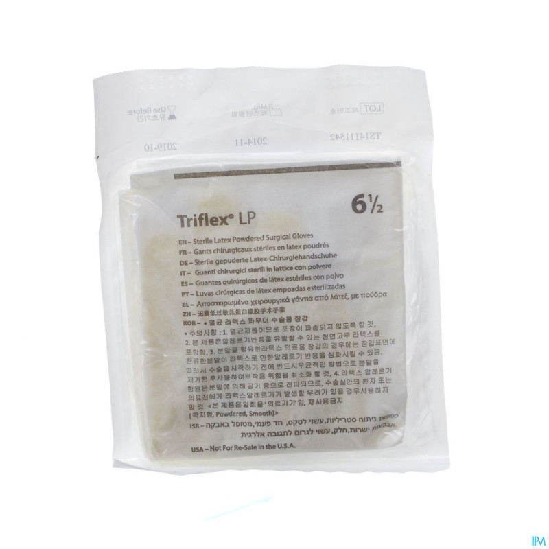 Triflex gants chir.latex +pdr ster  6,5 paire