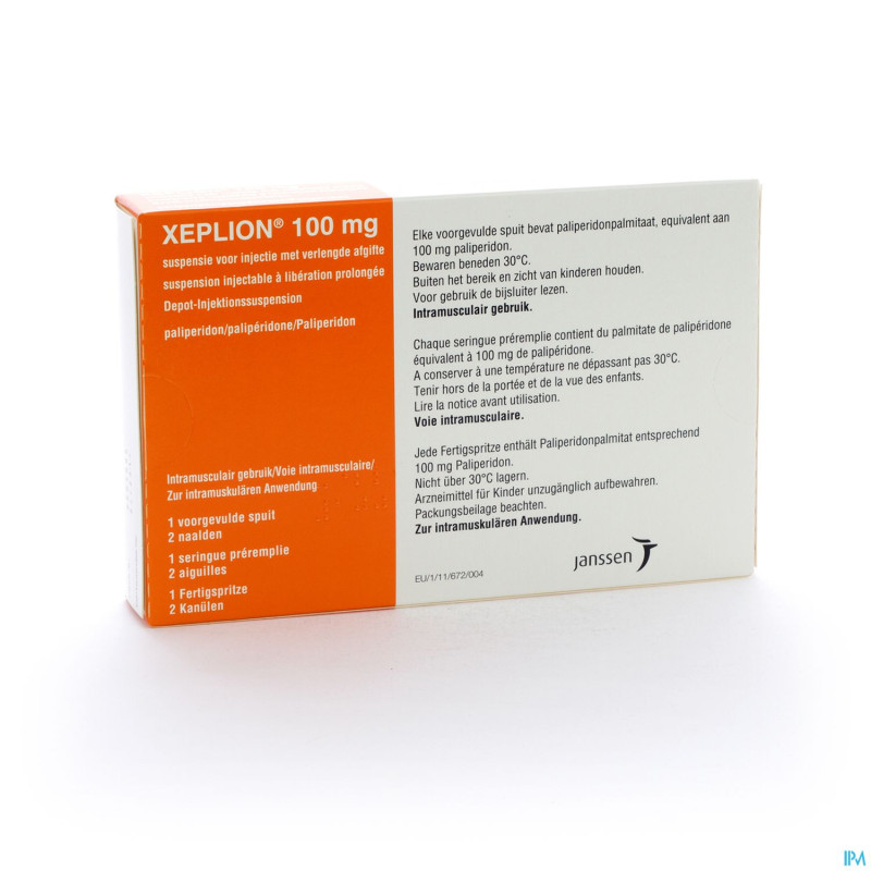 Xeplion 100mg susp inj liber.prol 1 ser prer+2aig