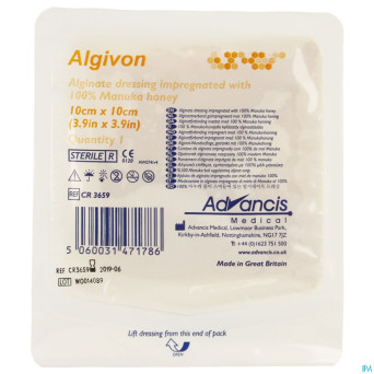 Algivon alginate miel manuka n/adh ster  10x10cm 1