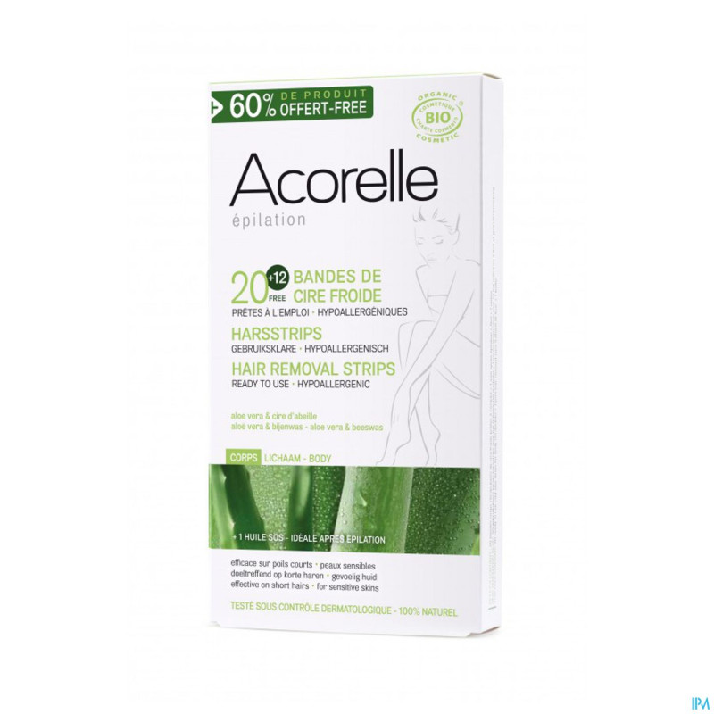 Acorelle bande cire froide corps 20+huile 4,8ml