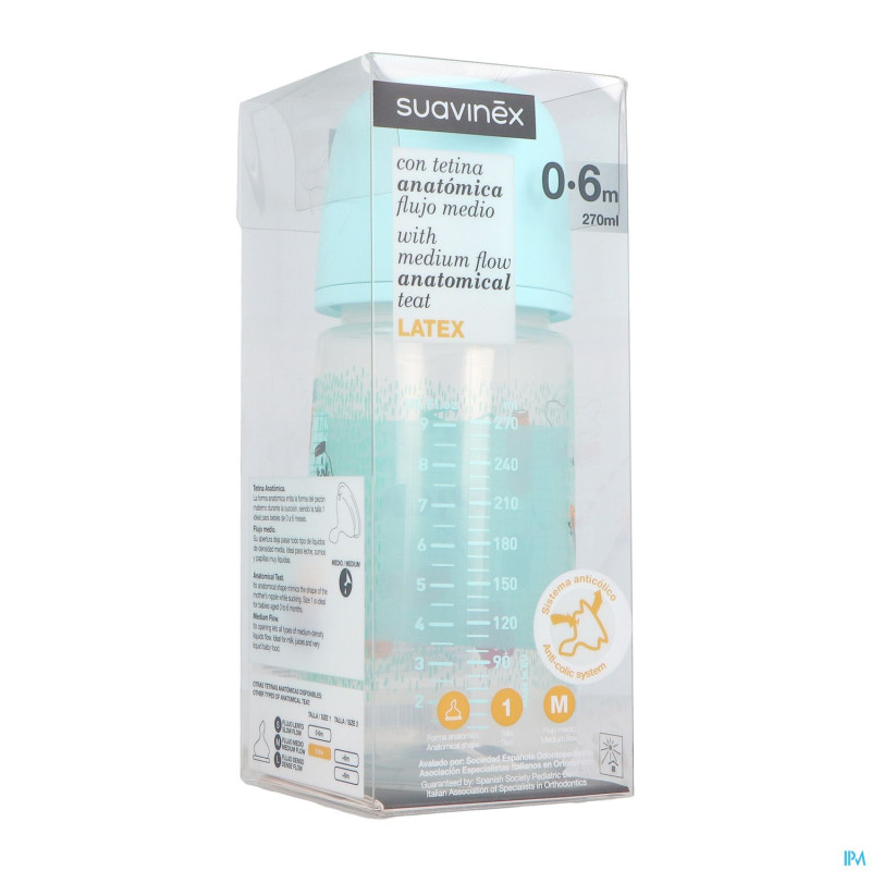 Suavinex biberon wide neck anat.latex 0-6m m 270ml