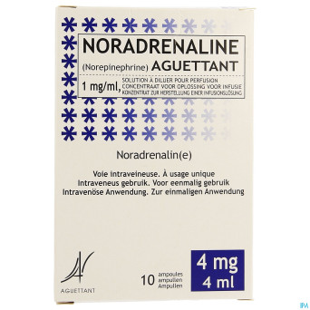 Noradrenaline aguettant 1mg/ml sol perf amp 4ml-10