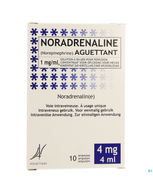Noradrenaline aguettant 1mg/ml sol perf amp 4ml-10