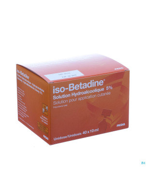 Iso betadine sol hydroalcoolique 5% ud 40 x 10 ml