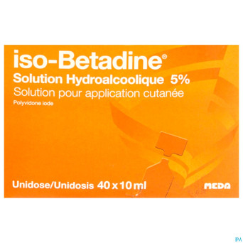 Iso betadine sol hydroalcoolique 5% ud 40 x 10 ml
