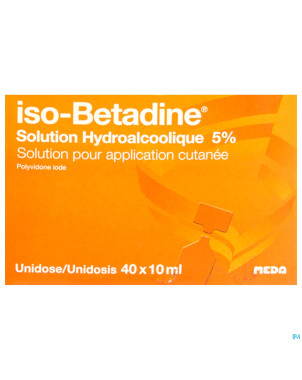 Iso betadine sol hydroalcoolique 5% ud 40 x 10 ml