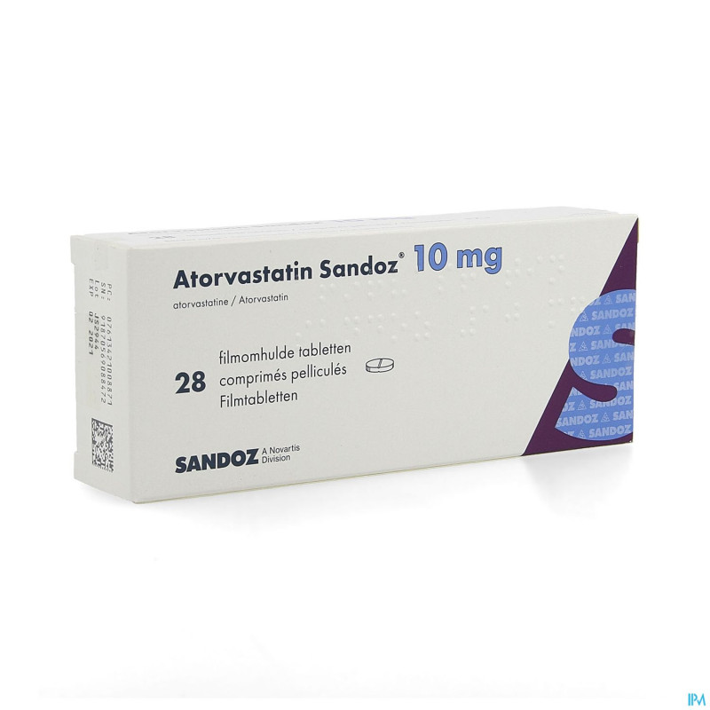 Atorvastatine 10mg sandoz comp pell 28 alu/alu