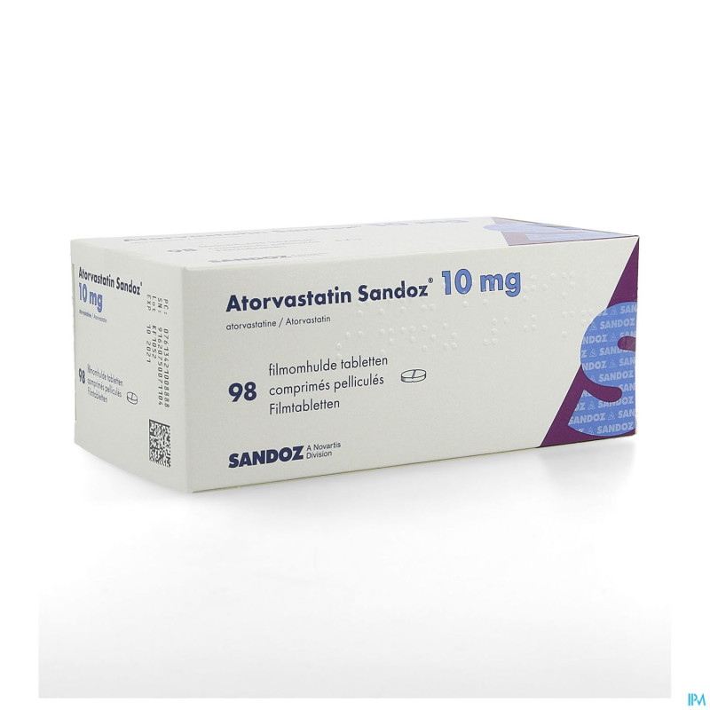 Atorvastatine 10mg sandoz comp pell 98