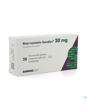 Atorvastatine 20mg sandoz comp pell 28 alu/alu