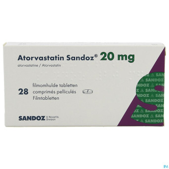 Atorvastatine 20mg sandoz comp pell 28 alu/alu