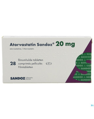 Atorvastatine 20mg sandoz comp pell 28 alu/alu