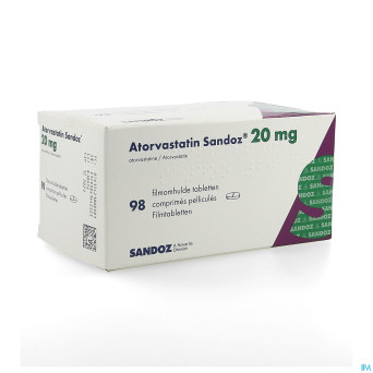Atorvastatine 20mg sandoz comp pell 98