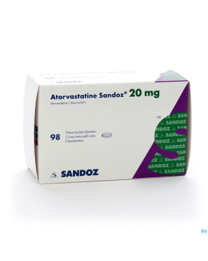 Atorvastatine 20mg sandoz comp pell 98