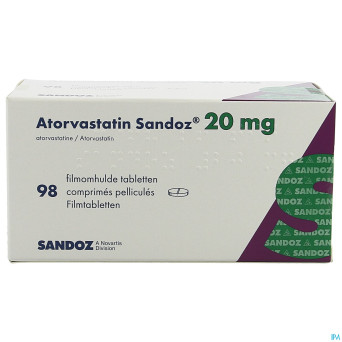 Atorvastatine 20mg sandoz comp pell 98