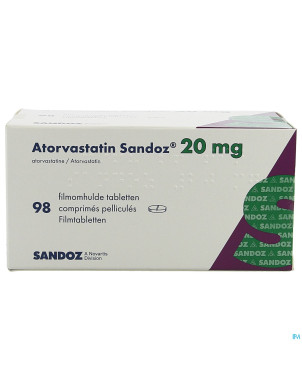 Atorvastatine 20mg sandoz comp pell 98