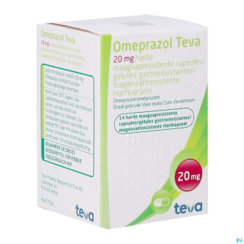 Omeprazol teva 20mg caps gastro resist dur pot  14