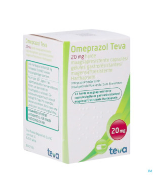 Omeprazol teva 20mg caps gastro resist dur pot  14