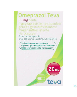 Omeprazol teva 20mg caps gastro resist dur pot  14