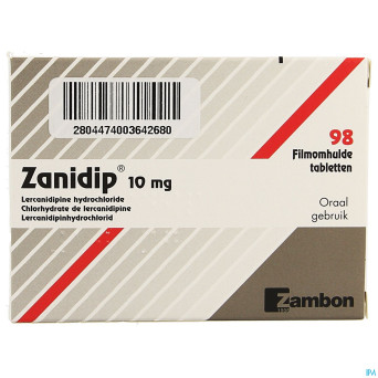 Zanidip pi pharma comp 98 x 10 mg pip