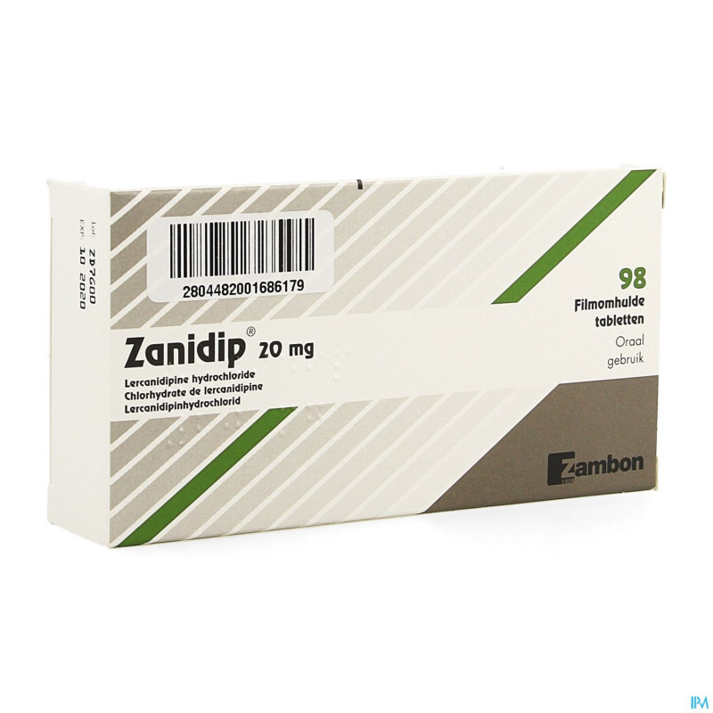 Zanidip pi pharma comp 98 x 20 mg pip