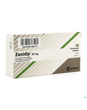 Zanidip pi pharma comp 98 x 20 mg pip