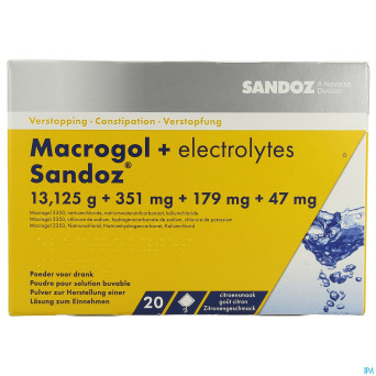 Macrogol + electr sandoz pulv gout citron 20x13,7g