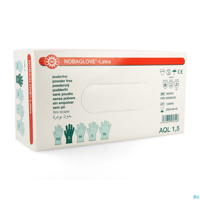 Noba gants latex sans poudre  s 100 5700640