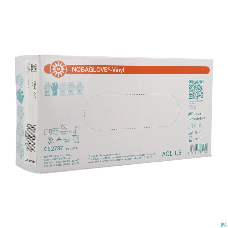 Noba gants vinyl    s 100 5701014