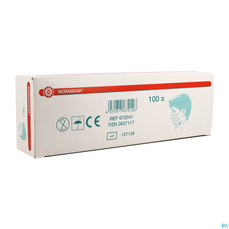 Noba masque chirurg. 2 couches elast   100 6000234