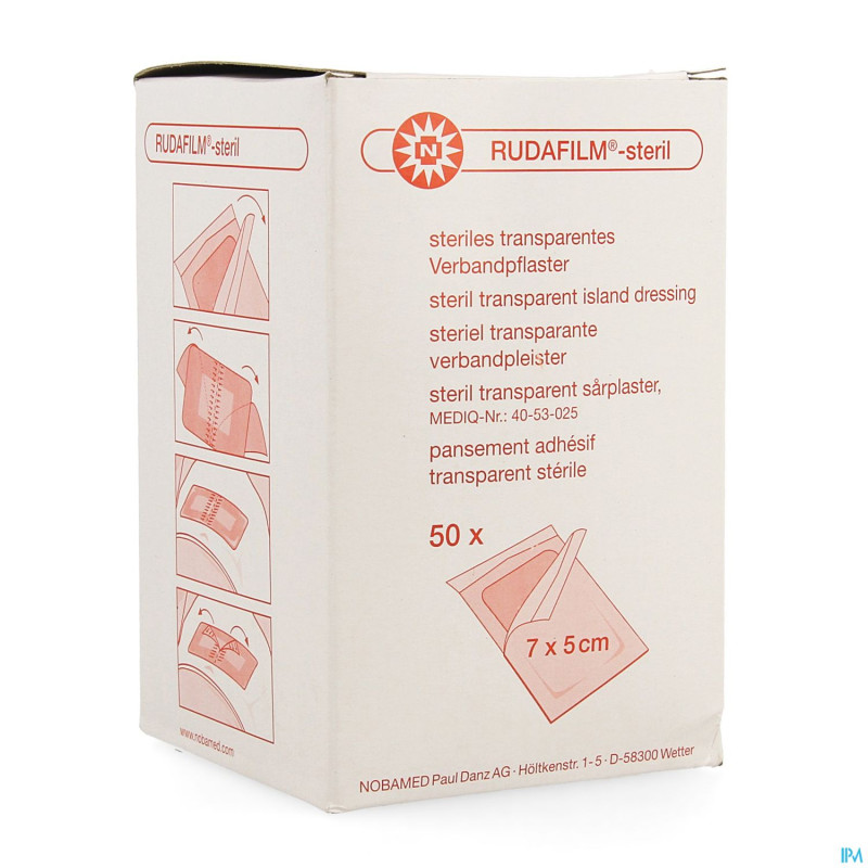 Noba rudafilm sterile transp   7cmx 5cm 50 9280321