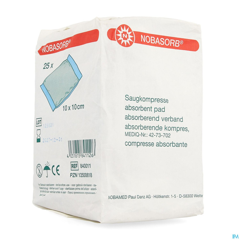 Noba cp absorbant n/ster    10cmx10cm 25 9340920