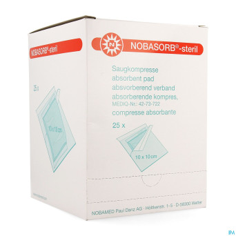 Noba cp absorbant sterile    10cmx10cm 25 9350960