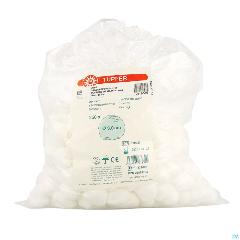 Noba tampons de gaze diam.30mm 1000 9390052