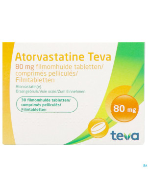 Atorvastatine teva 80 mg comp pell  30 x 80 mg