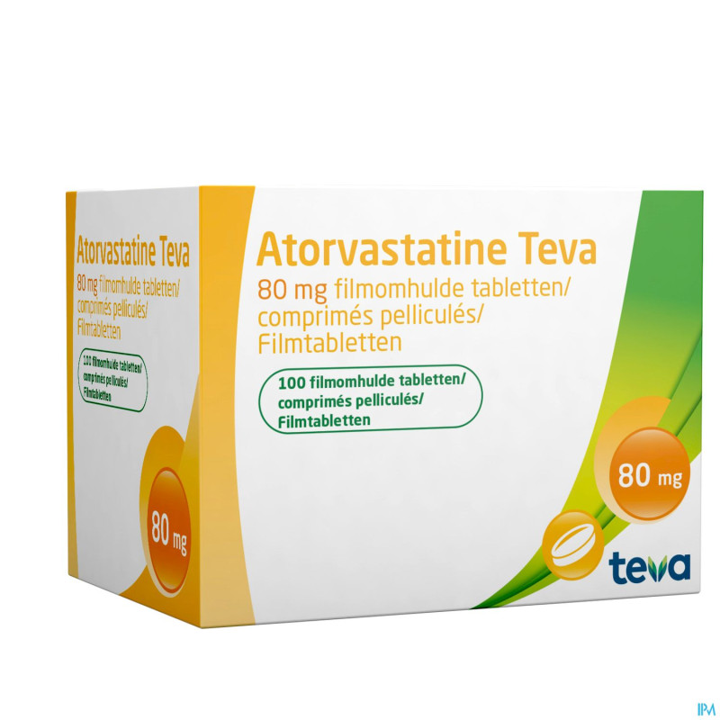 Atorvastatine teva 80mg comp pell 100 blister