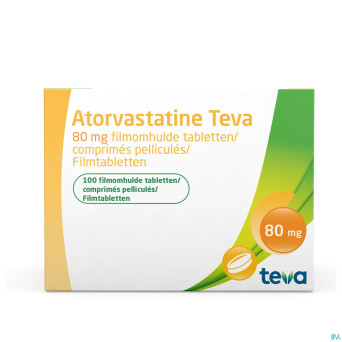 Atorvastatine teva 80mg comp pell 100 blister