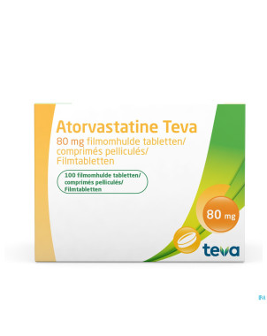 Atorvastatine teva 80mg comp pell 100 blister
