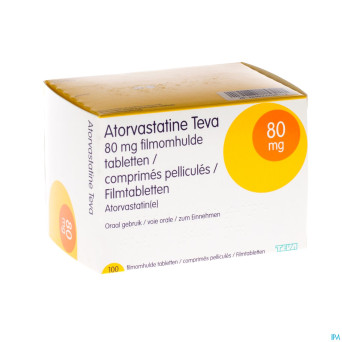 Atorvastatine teva 80mg comp pell 100 blister