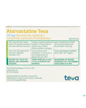 Atorvastatine teva 20 mg comp pell  30 x 20 mg