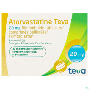Atorvastatine teva 20 mg comp pell  30 x 20 mg