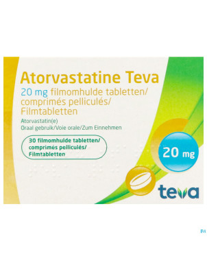 Atorvastatine teva 20 mg comp pell  30 x 20 mg