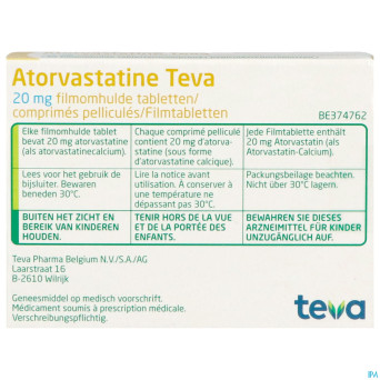 Atorvastatine teva 20 mg comp pell  30 x 20 mg