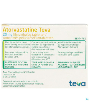 Atorvastatine teva 20 mg comp pell  30 x 20 mg