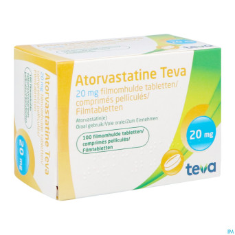 Atorvastatine teva 20mg comp pell 100 blister