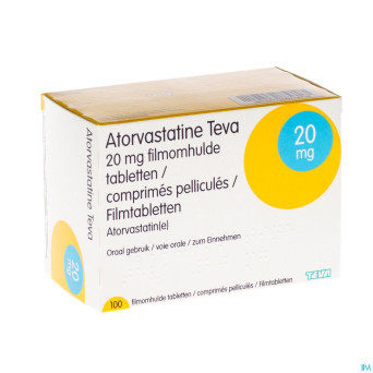 Atorvastatine teva 20mg comp pell 100 blister