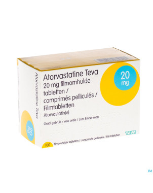 Atorvastatine teva 20mg comp pell 100 blister
