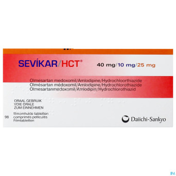 Sevikar hct 40 mg/10 mg/25 mg comp pell 98