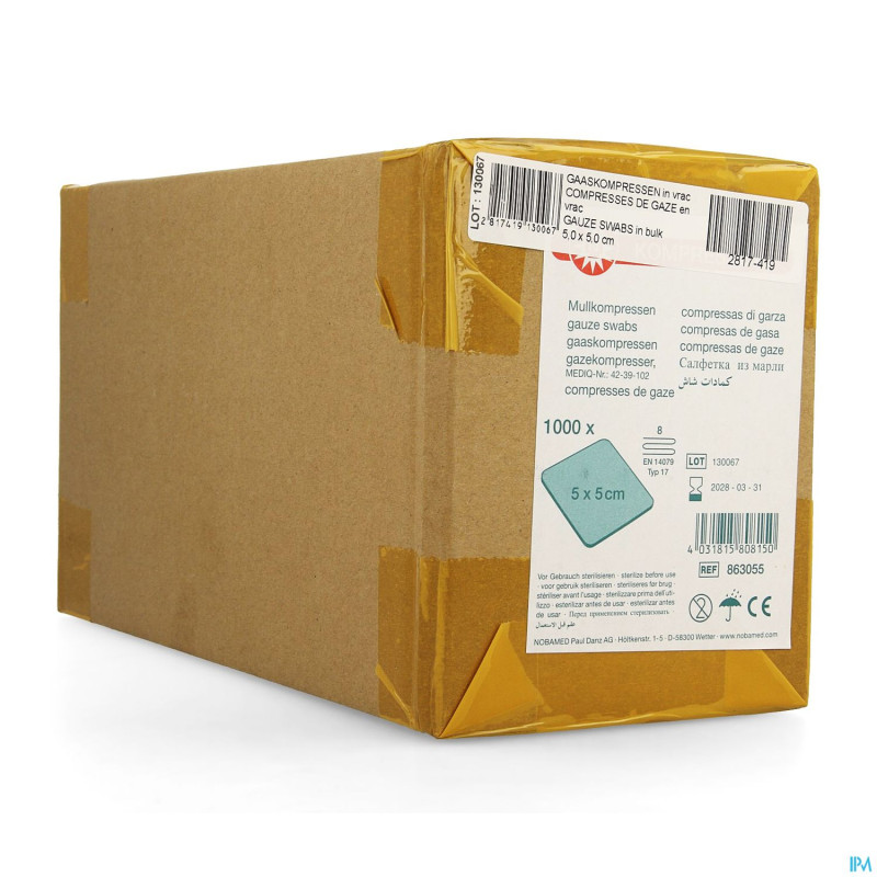 Noba cp gaze  5x 5cm vrac 1000 9300200