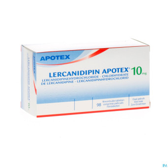 Lercanidipine apotex 10 mg comp pell 98 x 10 mg