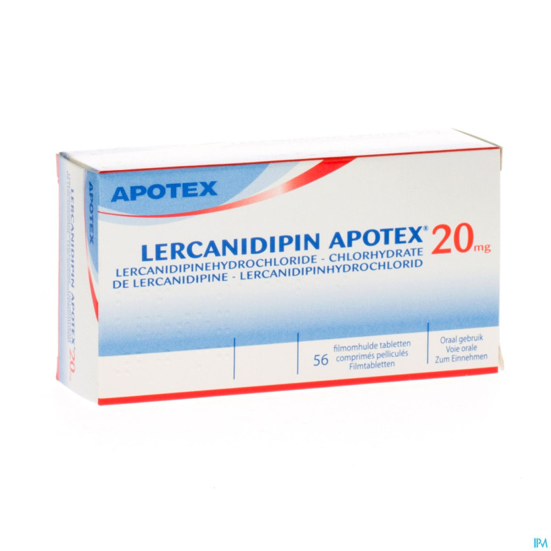 Lercanidipine apotex 20 mg comp pell 56 x 20 mg